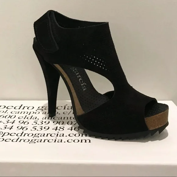 Pedro Garcia Petunia Perforated Suede Sandal Black - Picture 5 of 11